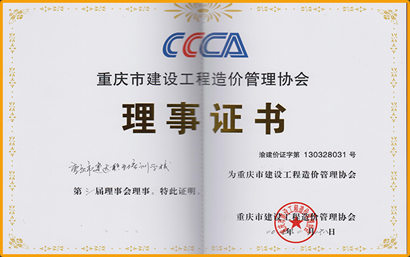 重庆市建设工程造价管理协会理事证书